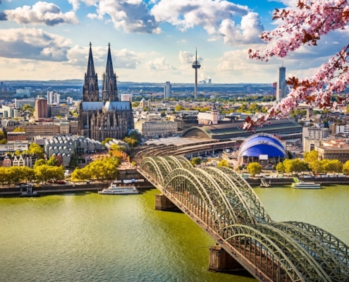 Aerial view of Cologne at spring, Germany