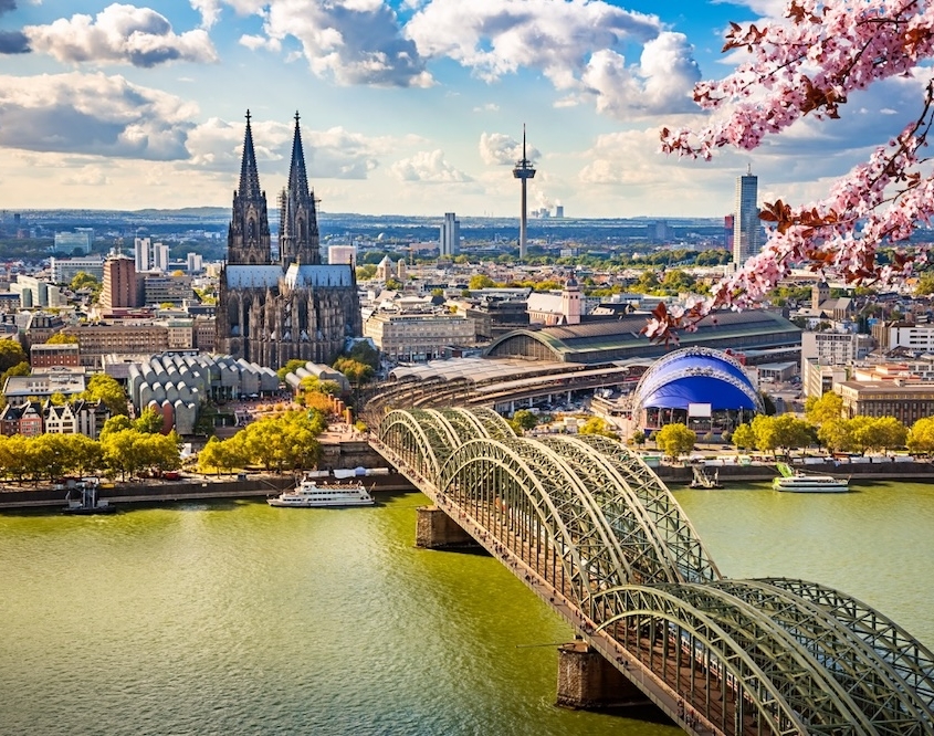 Aerial view of Cologne at spring, Germany